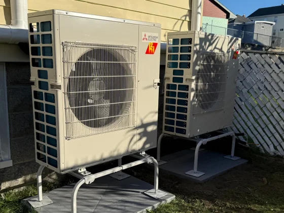 Outdoor heat pump units installed