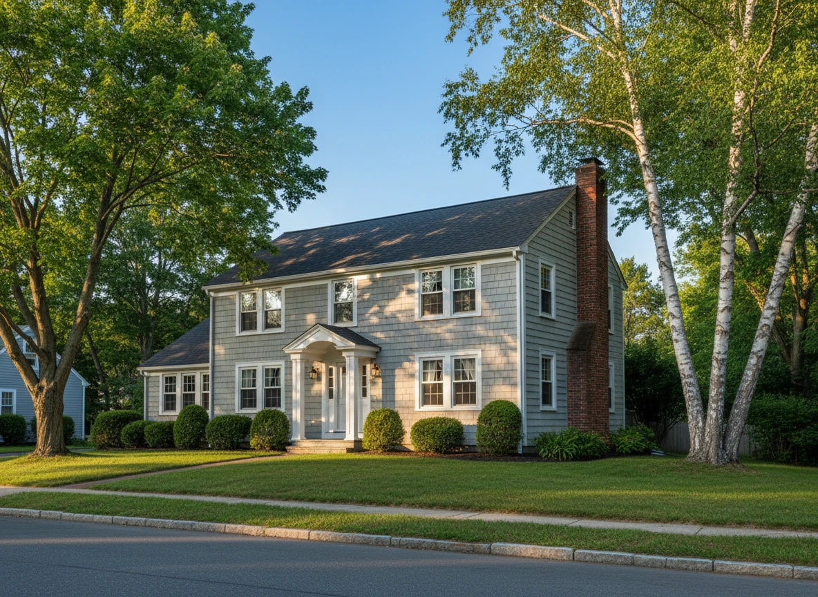 New England exterior home, mid-century style