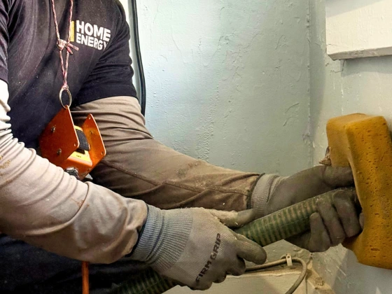 Dense-pack cellulose into sidewall cavity